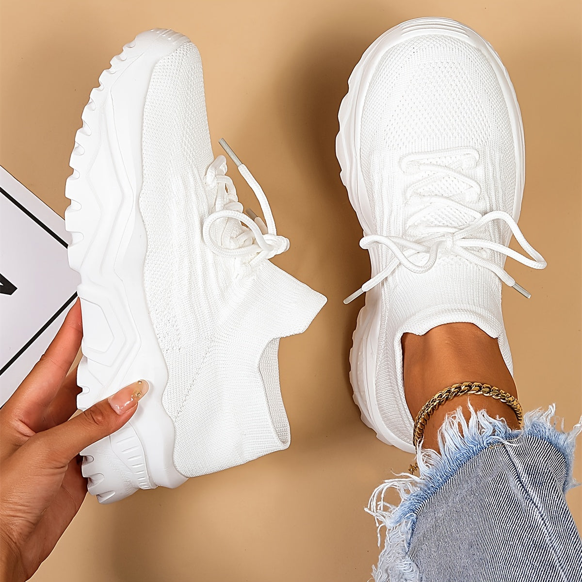 Klassische Grobschtick Mesh Trainer Sneakers Mit Schnürung für Damen | Ideal für alle Jahreszeiten