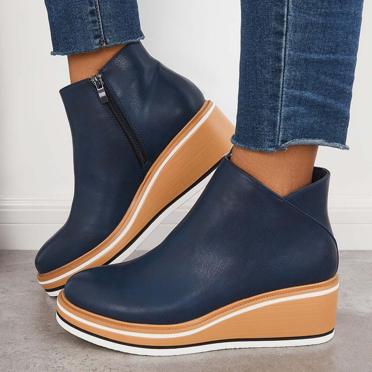 Stylischi Plateau Stiefeletten Mit Reissverschluss für Damen | Ideal für alle Jahreszeiten