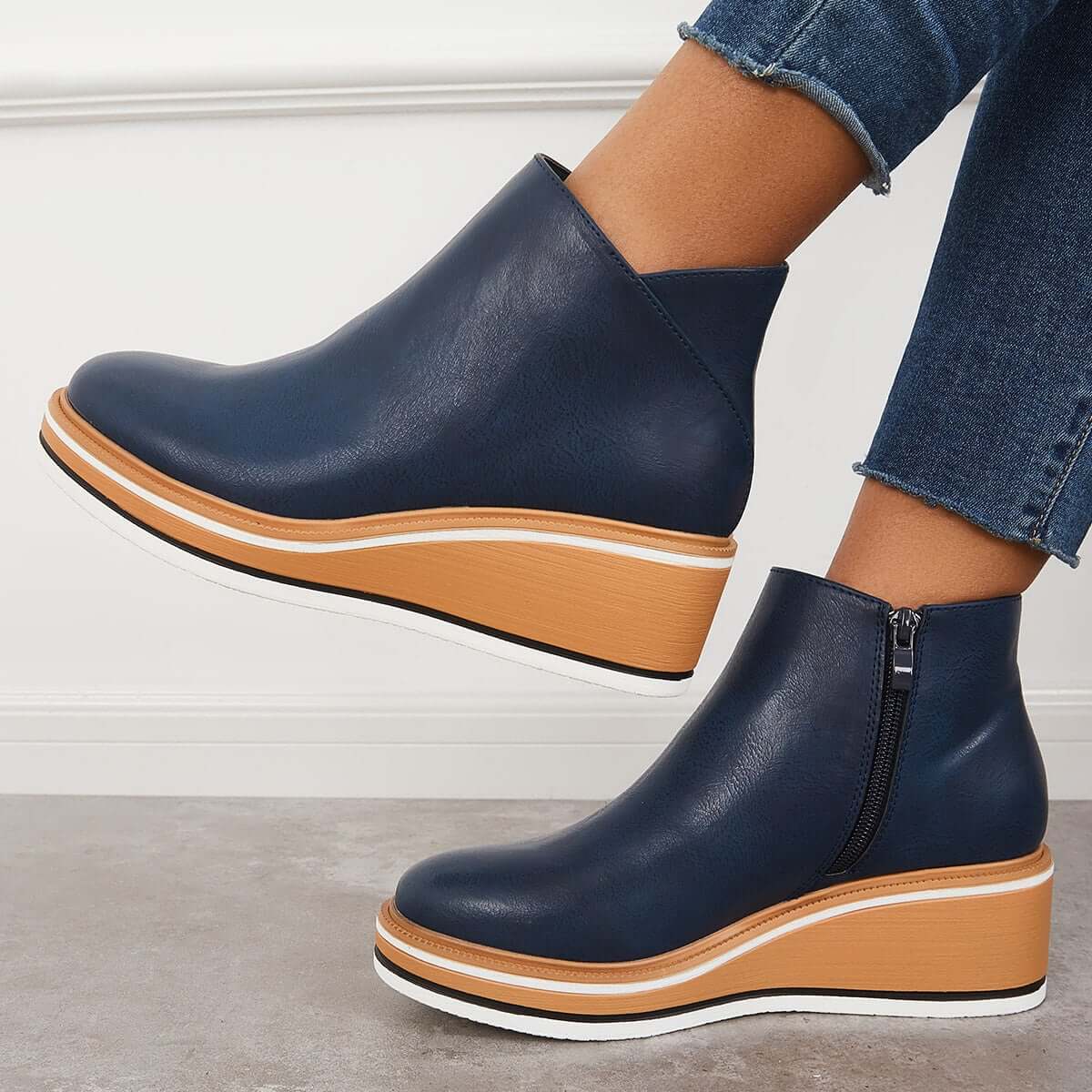 Stylischi Plateau Stiefeletten Mit Reissverschluss für Damen | Ideal für alle Jahreszeiten