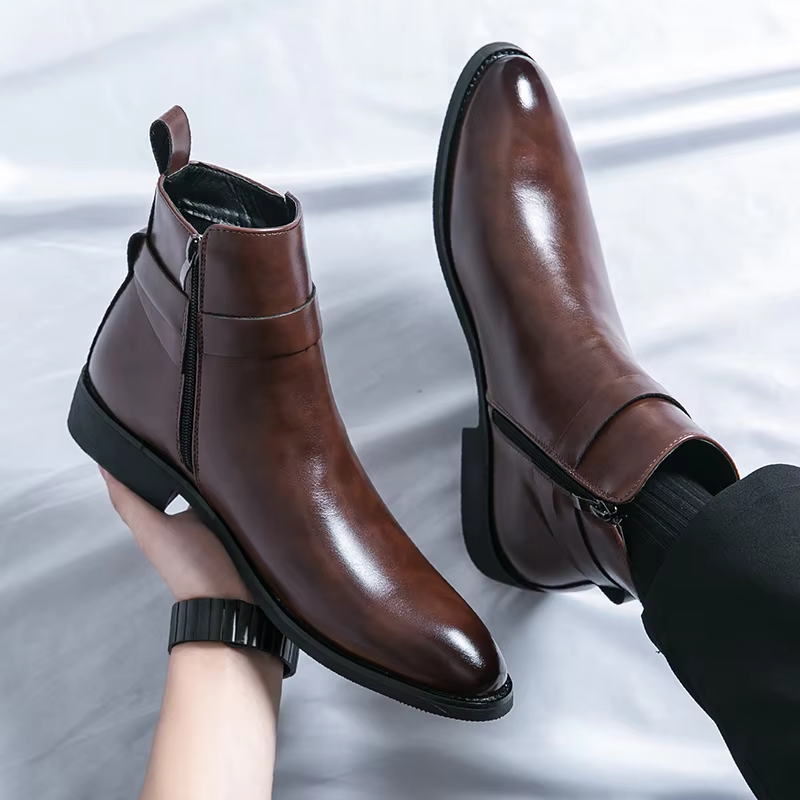 Elegante Chelsea Stiefelette Mit Schnalle Und Reissverschluss für Herren | Ideal für alle Jahreszeiten