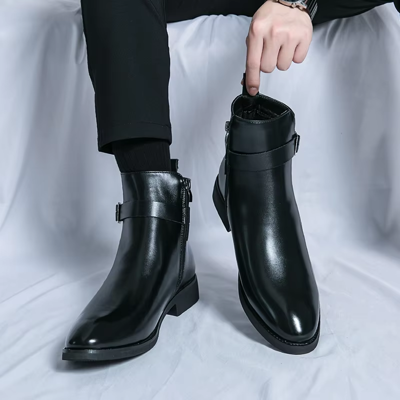 Elegante Chelsea Stiefelette Mit Schnalle Und Reissverschluss für Herren | Ideal für alle Jahreszeiten