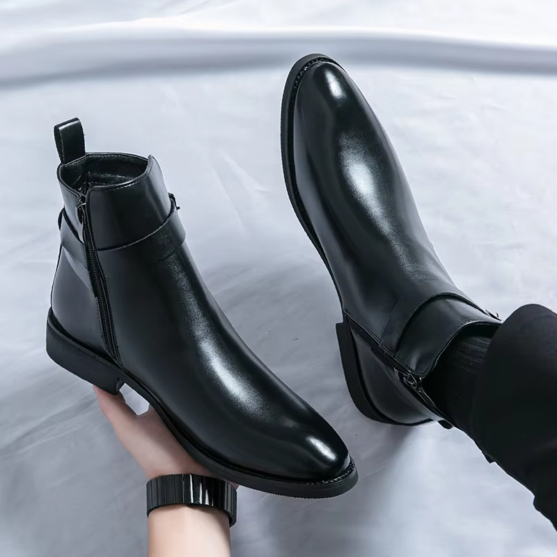 Elegante Chelsea Stiefelette Mit Schnalle Und Reissverschluss für Herren | Ideal für alle Jahreszeiten