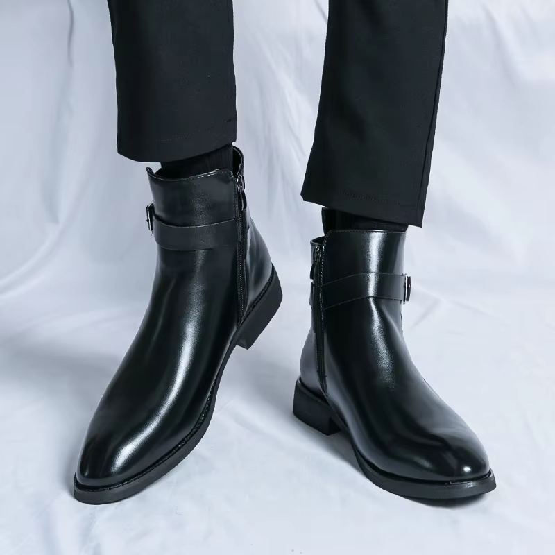 Elegante Chelsea Stiefelette Mit Schnalle Und Reissverschluss für Herren | Ideal für alle Jahreszeiten