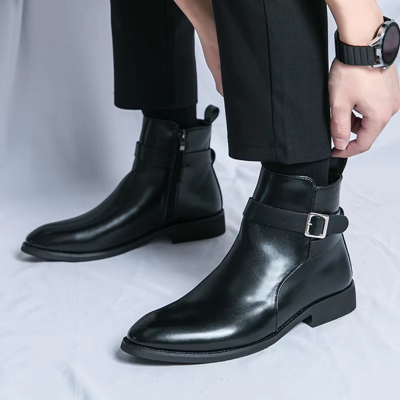 Elegante Chelsea Stiefelette Mit Schnalle Und Reissverschluss für Herren | Ideal für alle Jahreszeiten