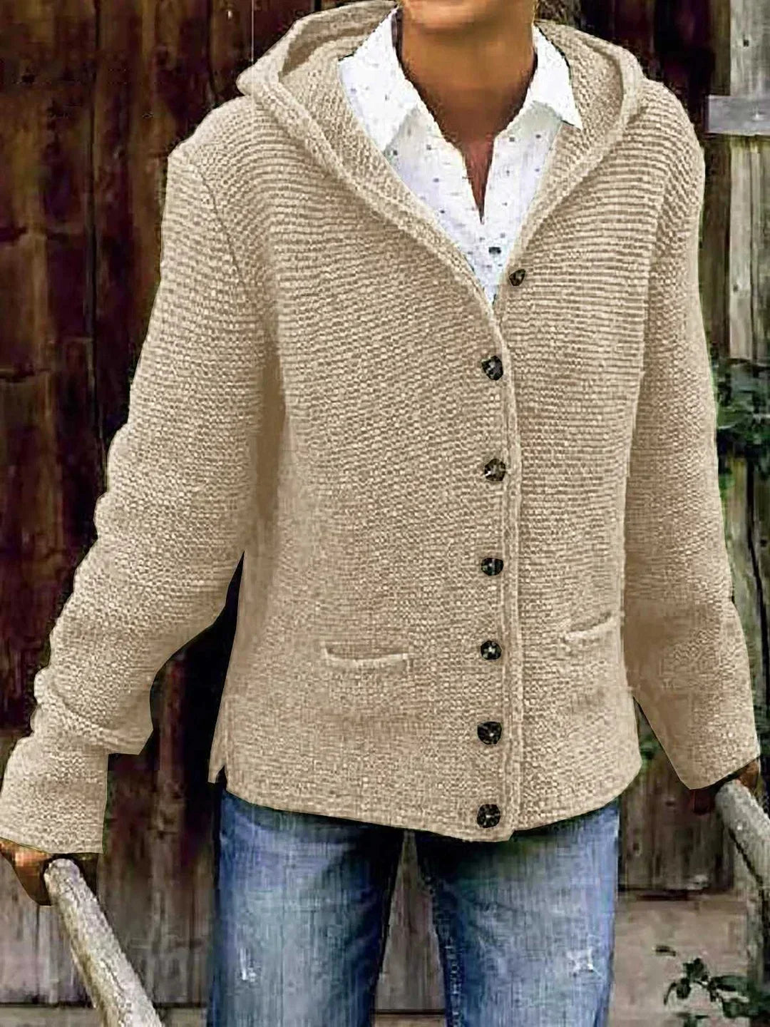 Klassischi Strickjacke Mit Kapuze Und Tasche für Damen | Ideal für alle Jahreszeiten