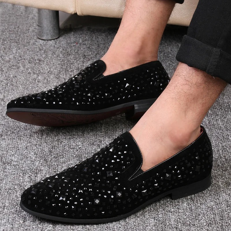 Stylischi Schwarzi Pailletten Loafer für Herren | Ideal für alle Jahreszeiten