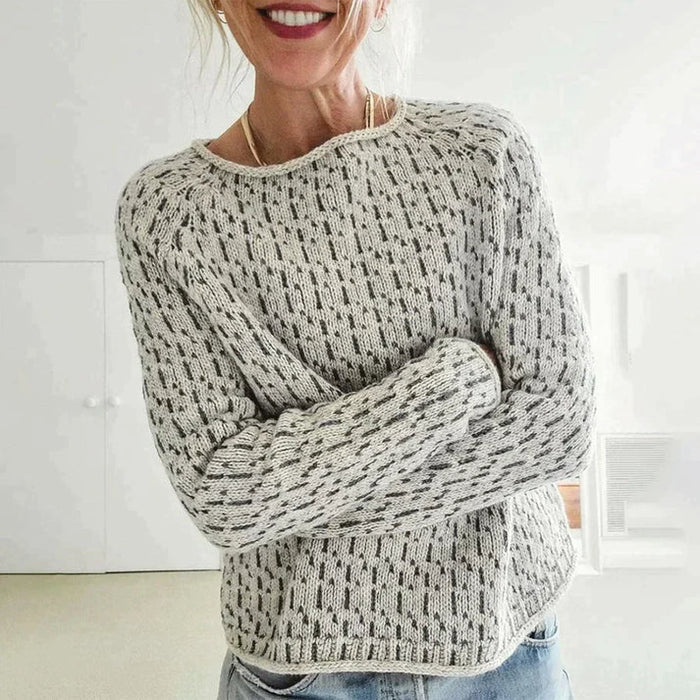 Stylischs Graues Rundhals Strickpullover für Damen | Ideal für alle Jahreszeiten