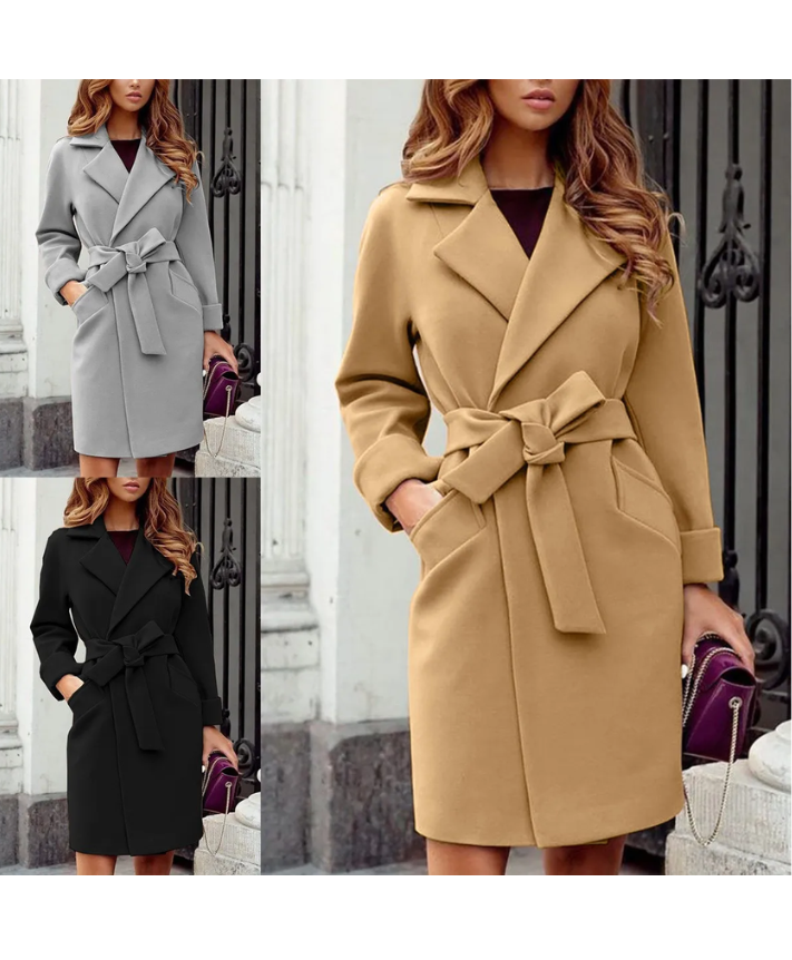 Fein Trenchcoat Mit Gurt Und Revers für Damen | Ideal für Winter