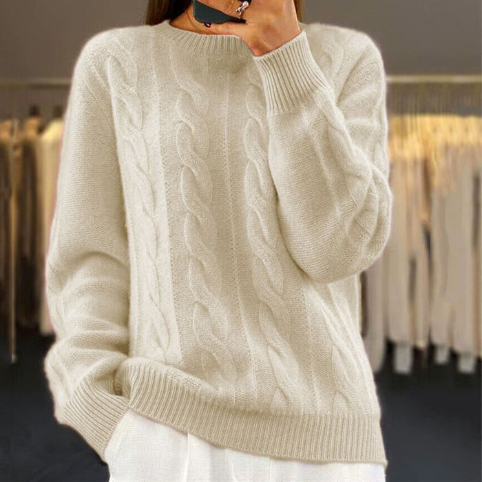 Eleganter Strickpullover Mit Zopfmuster für  Damen | Ideal für lässige Tage