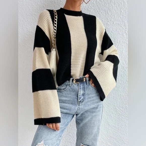 Stylischs Gstreiftes Strick Pullover für Damen | Ideal für alle Jahreszeiten