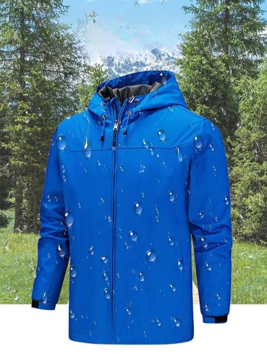 Klassischi Wasserdichti Regenjacke Mit Reissverschluss Schnürzug Und Kapuze für Damen | Ideal für alle Jahreszeiten