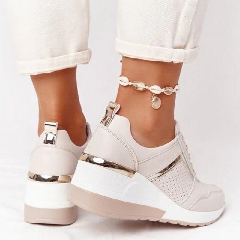 Atmigs Wedge-Sneakers mit Schnürung und hohem Absatz für Damen | Ideal für alle Jahreszeiten