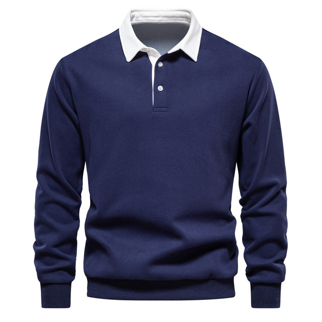 Lässiger Polo-Pullover mit Knöpfen mit Kragen für Herren | Ideal für den Winter