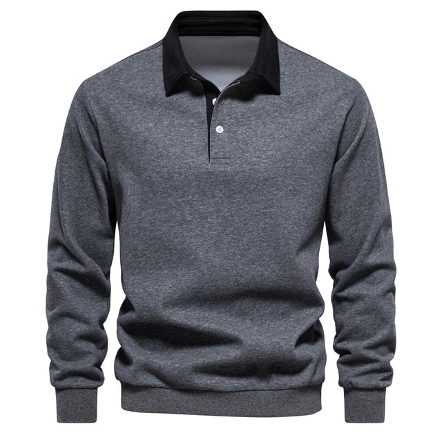 Lässiger Polo-Pullover mit Knöpfen mit Kragen für Herren | Ideal für den Winter