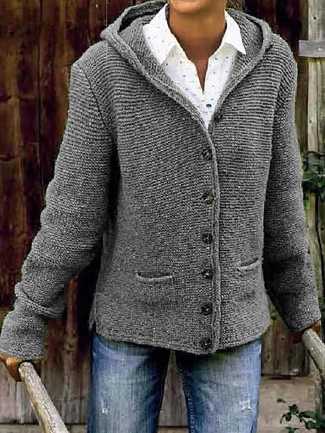 Klassischi Strickjacke Mit Kapuze Und Tasche für Damen | Ideal für alle Jahreszeiten