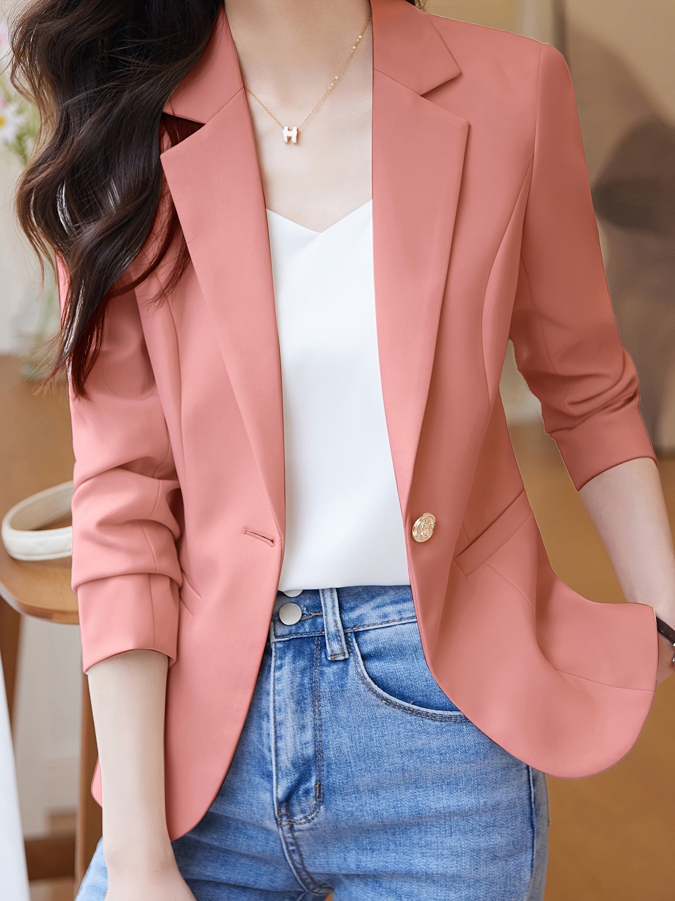 Chice Ein-Knopf Tweed Blazer Mit Tasche für Damen | Ideal für alle Jahreszeiten