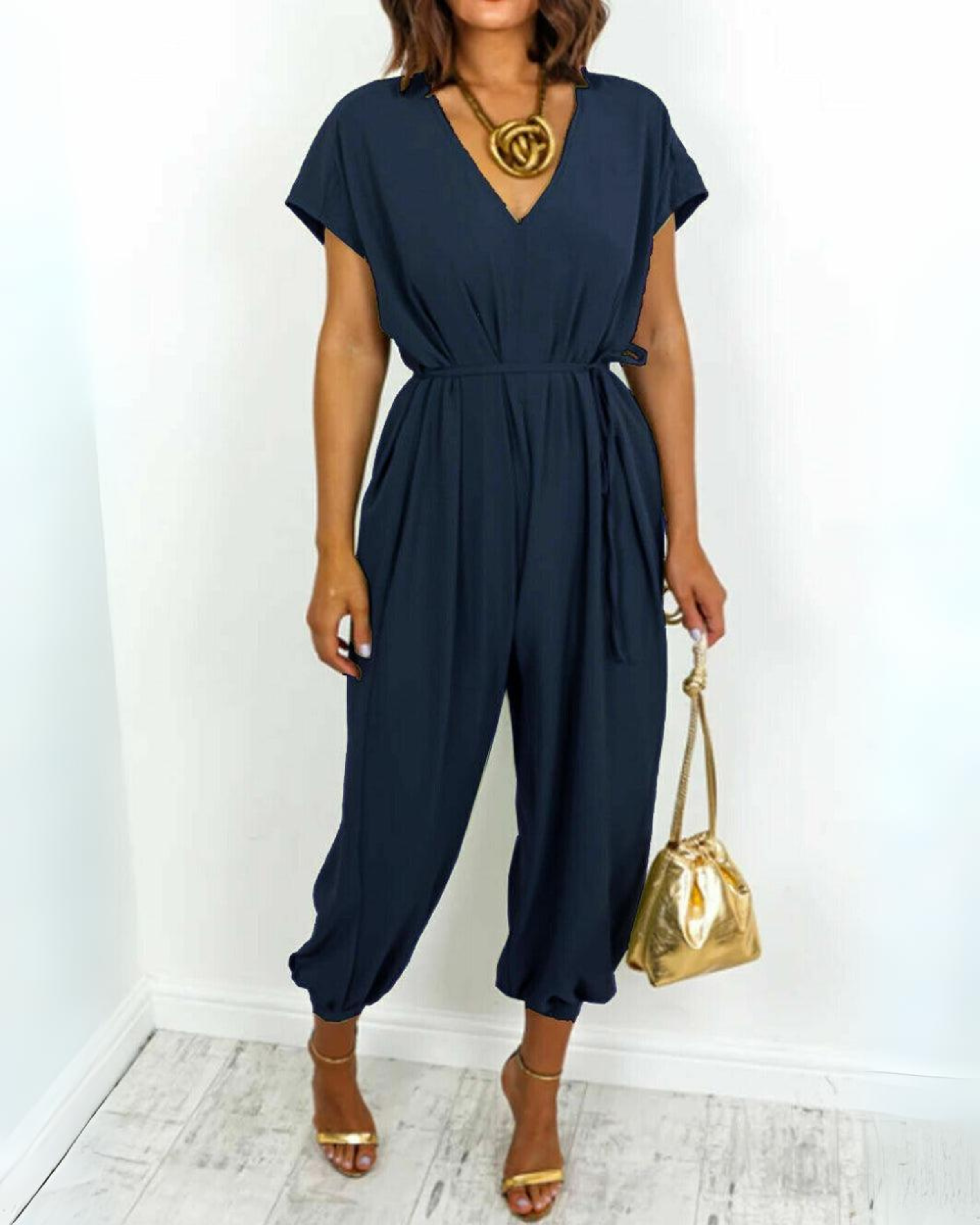 Lässiger V-Ausschnitt-Jumpsuit für Damen | Ideal für den Sommer