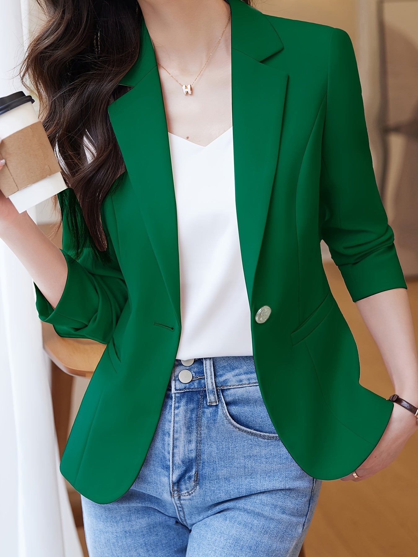 Chice Ein-Knopf Tweed Blazer Mit Tasche für Damen | Ideal für alle Jahreszeiten