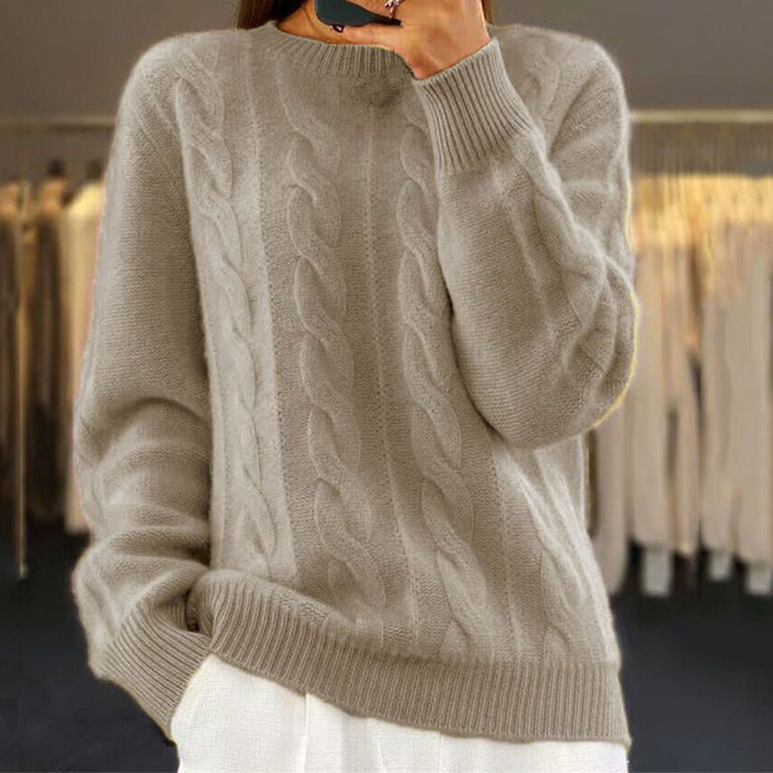 Eleganter Strickpullover Mit Zopfmuster für  Damen | Ideal für lässige Tage