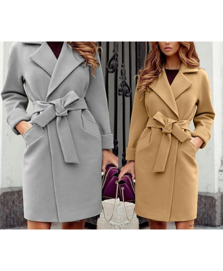 Fein Trenchcoat Mit Gurt Und Revers für Damen | Ideal für Winter