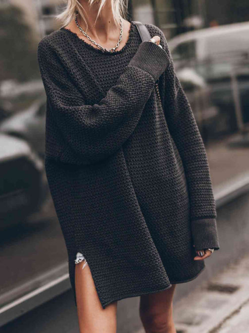 Vintage Oversize Strickpullover Mit Schlitz für Damen | Ideal für alle Jahreszeiten