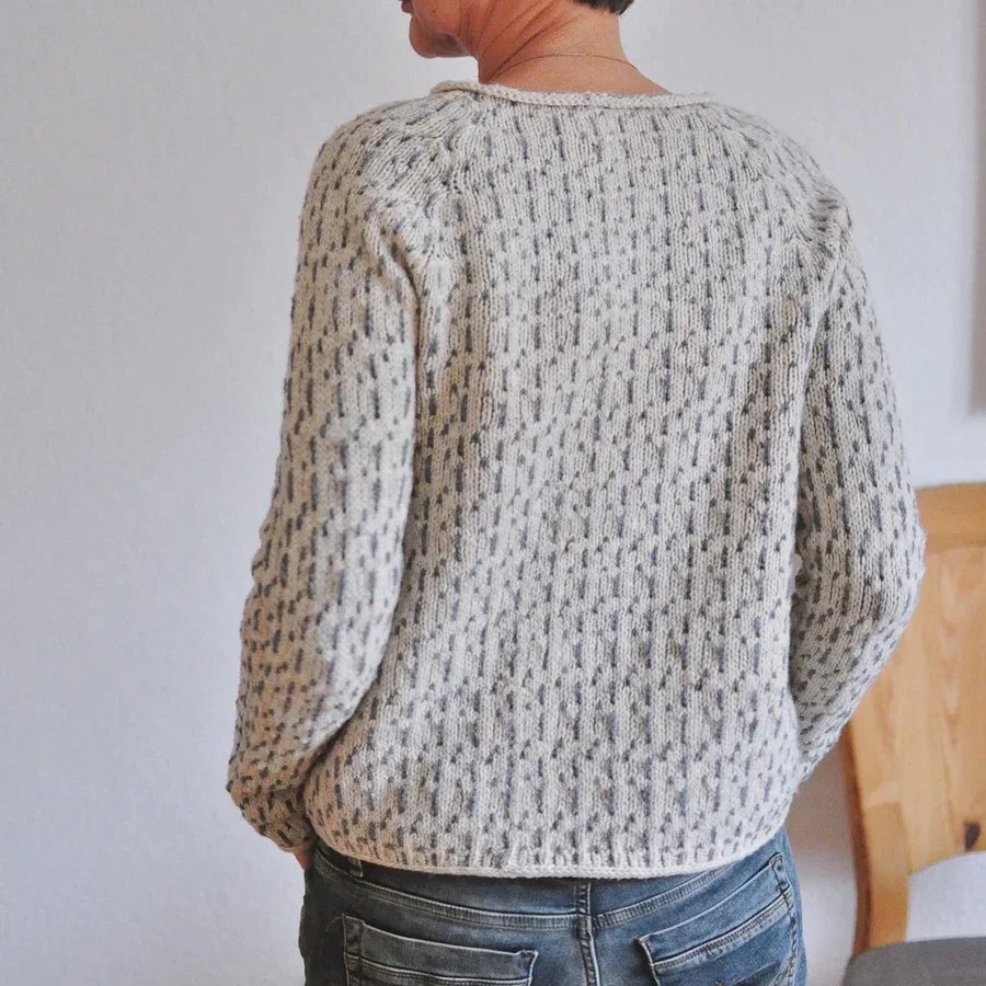 Stylischer Gemusterter Strickpullover Mit Bootsausschnitt für Damen | Ideal für lässige Tage