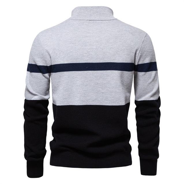 Lässiger Gestreifter Woll-Pullover Mit Reissverschluss für Herren | Ideal für alle Jahreszeiten