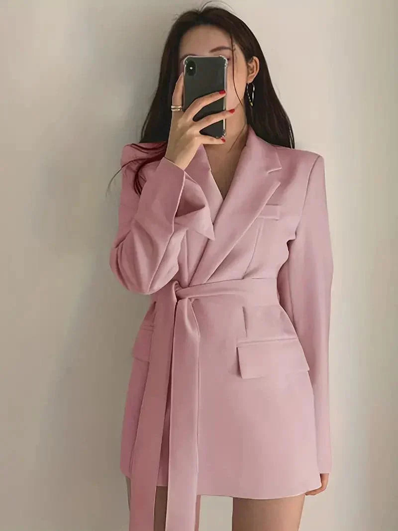 Lässiges Blazer-Kleid Mit Tasche Und Langem Gurt Für Damen | Ideal für alle Jahreszeiten