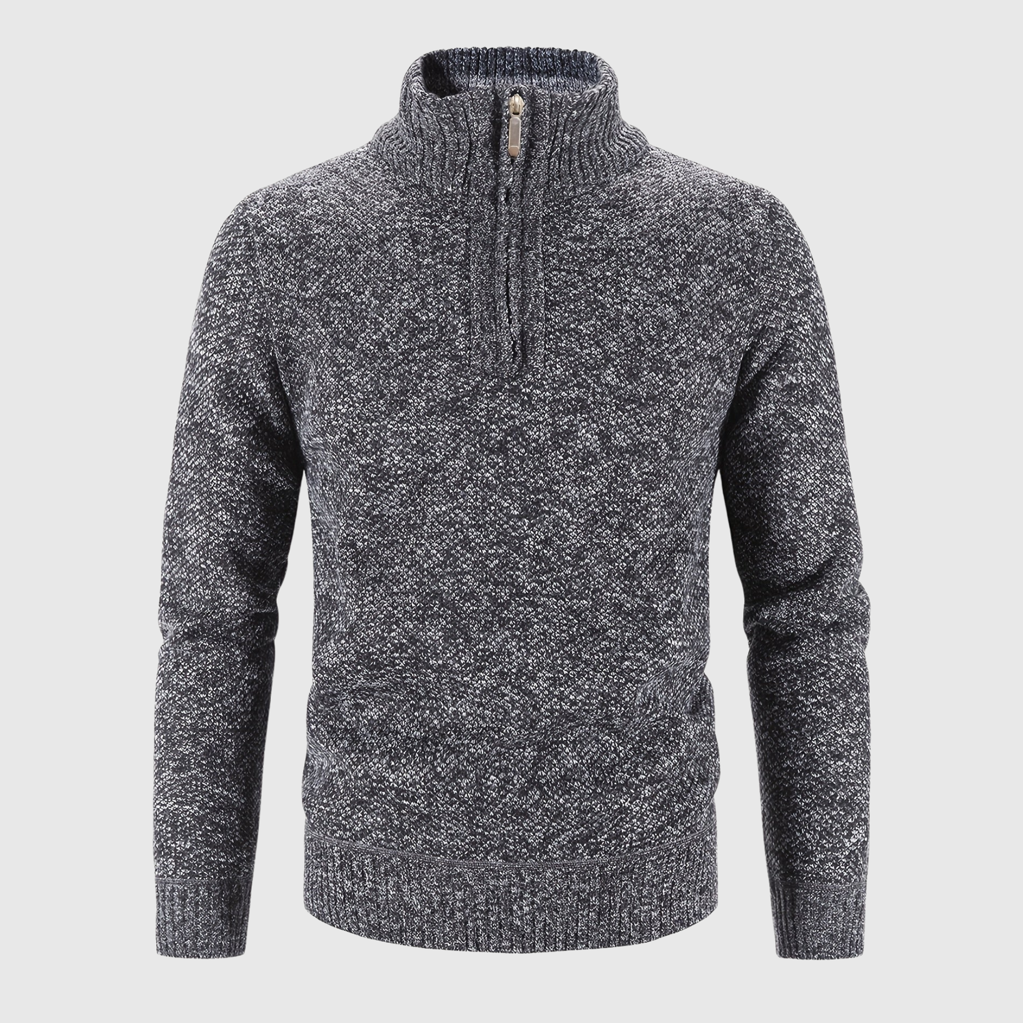 Lässiger Strick-Rollkragenpullover Mit Stehkragen Und Viertel-Reissverschluss für Herren | Ideal für alle Jahreszeiten