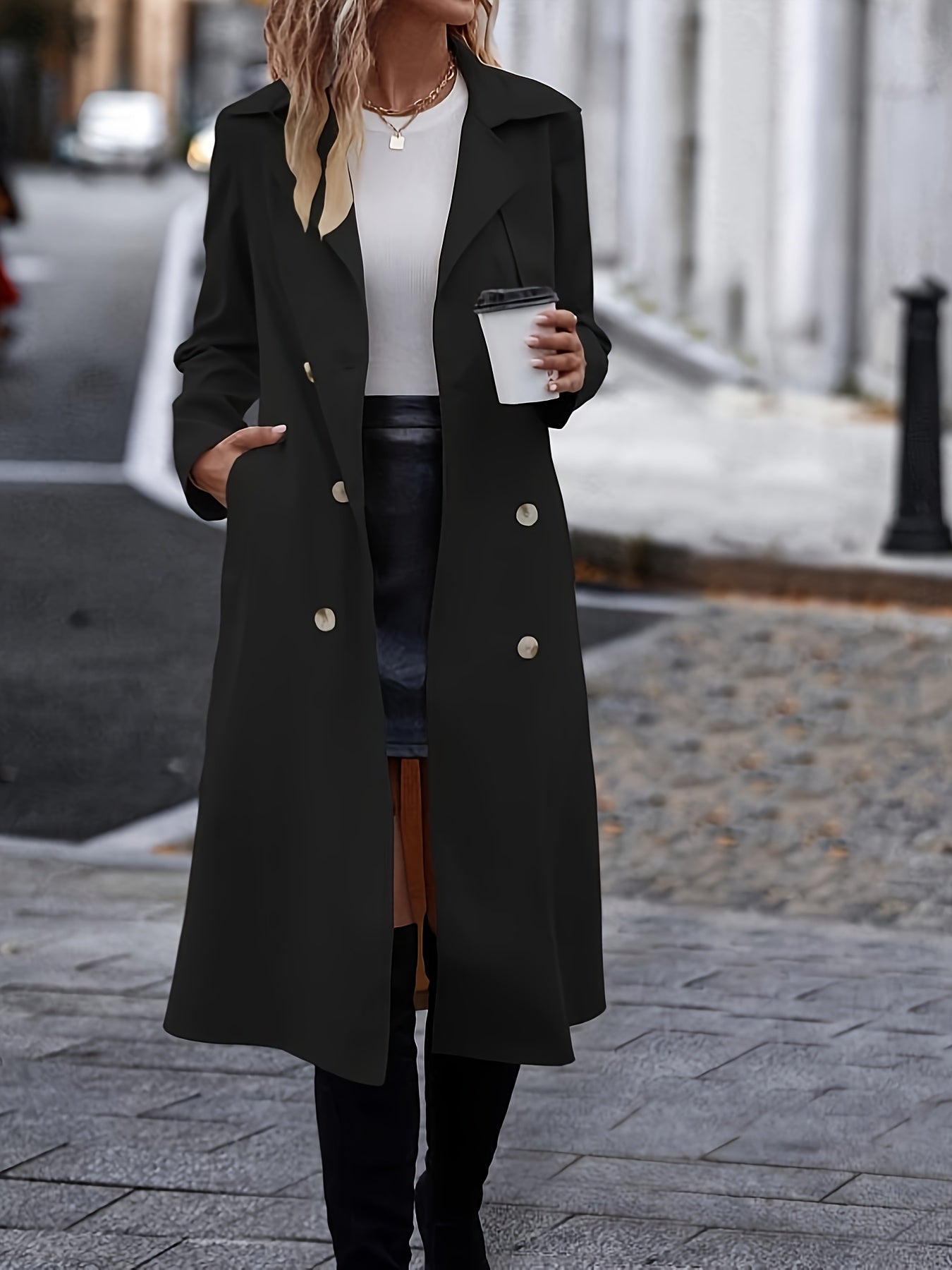 Legeri Chleider Doppelbrüschtigi Lang Trenchcoat Mit Gurt für Damen | Ideal für Winter