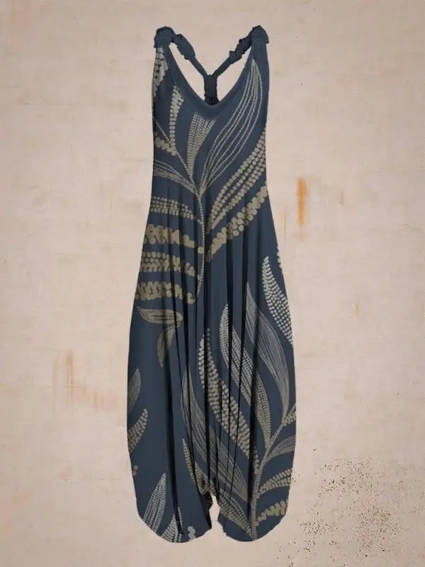 Stylischer Boho V-Ausschnitt Jumpsuit Ärmellos für Damen | Ideal für Sommer