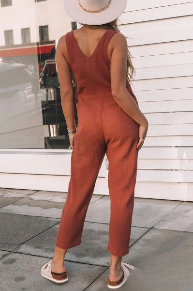 Schicks Ärmelloss Jumpsuit Mit Tasche für Damen | Ideal für Sommer