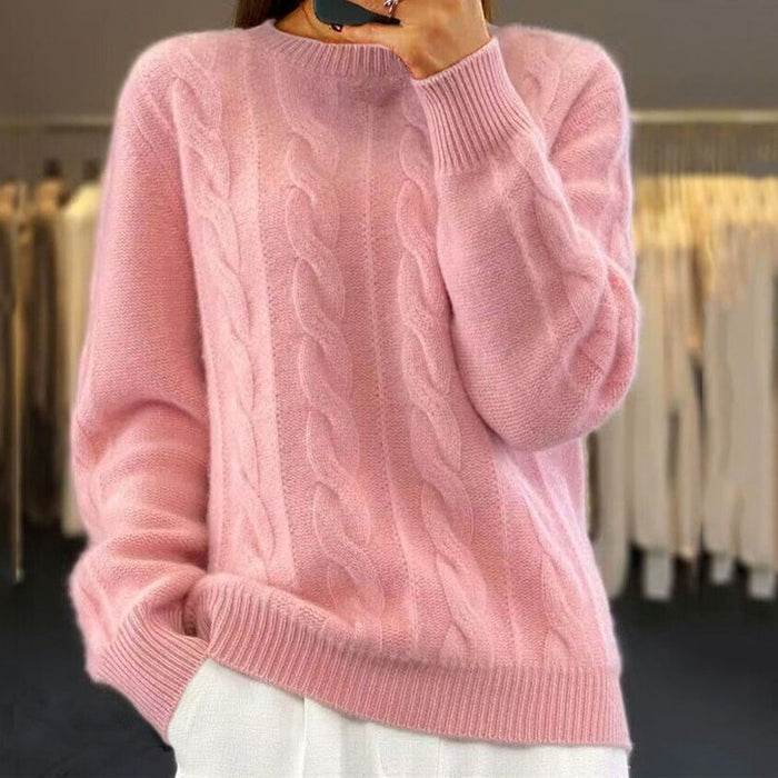 Eleganter Strickpullover Mit Zopfmuster für  Damen | Ideal für lässige Tage