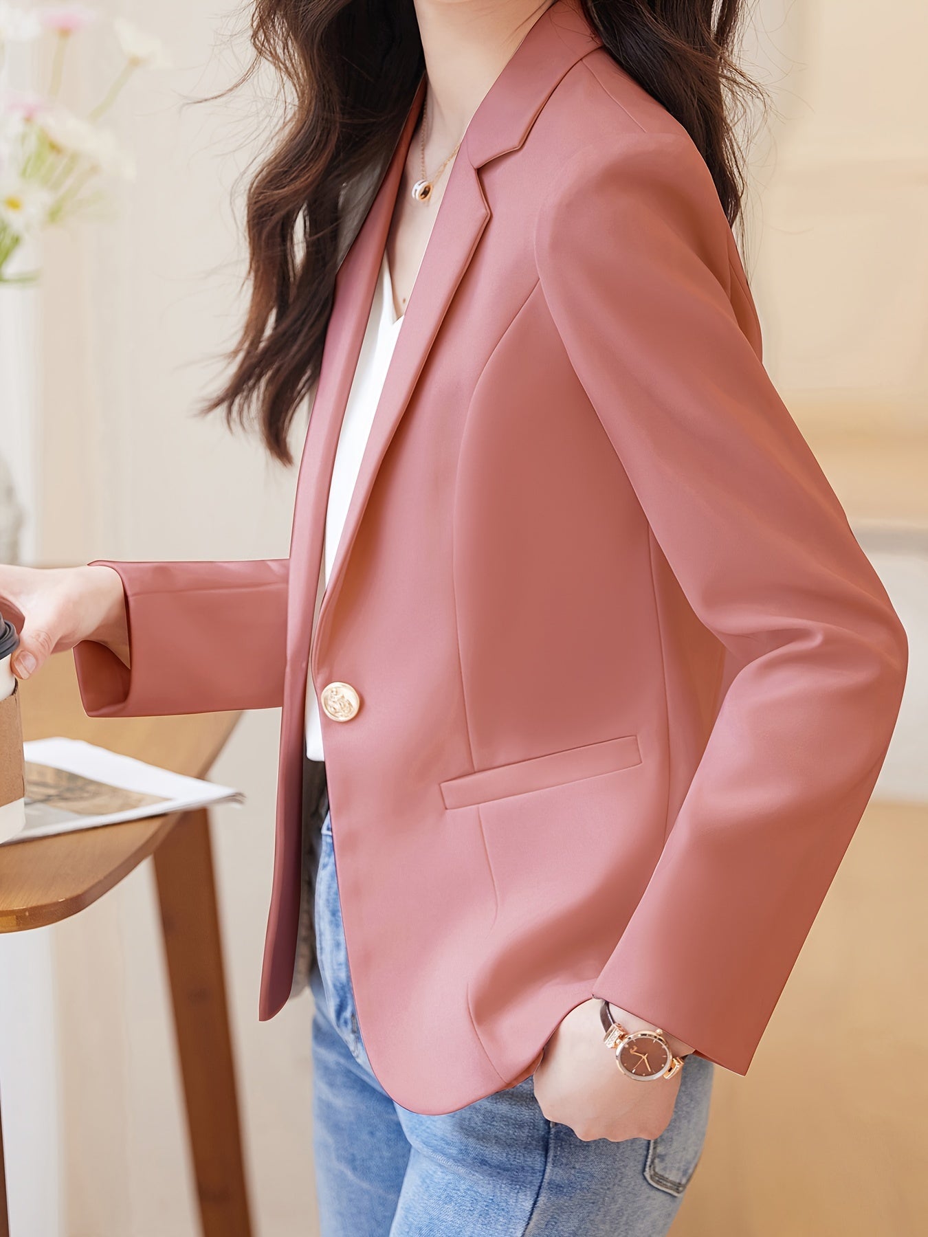 Chice Ein-Knopf Tweed Blazer Mit Tasche für Damen | Ideal für alle Jahreszeiten