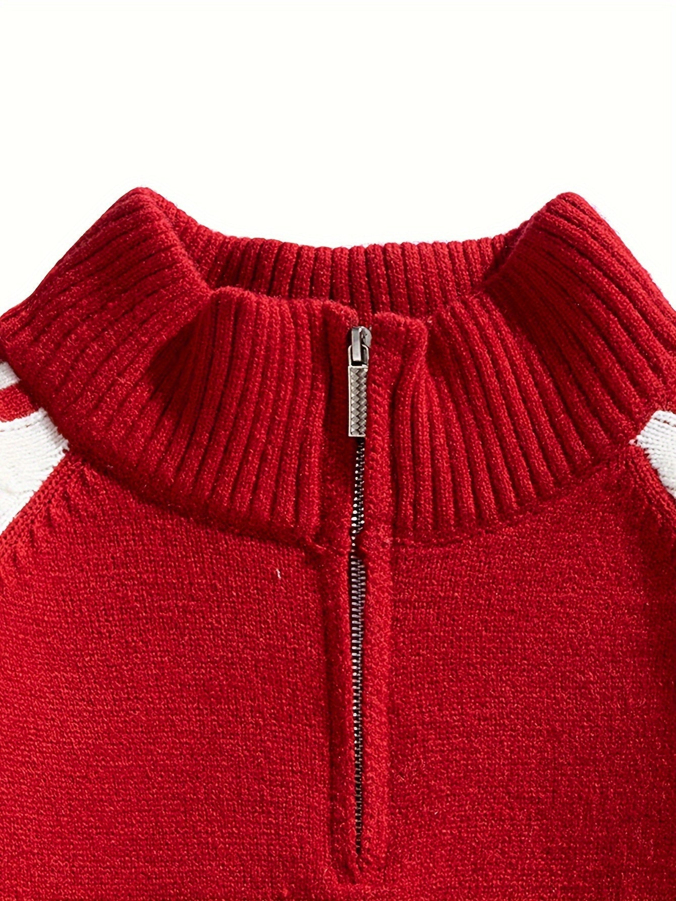 Klassischer Iibergröss Farbblock Strickpullover Mit Reissverschluss Und Stehkragen für Herren | Ideal für alle Jahreszeiten