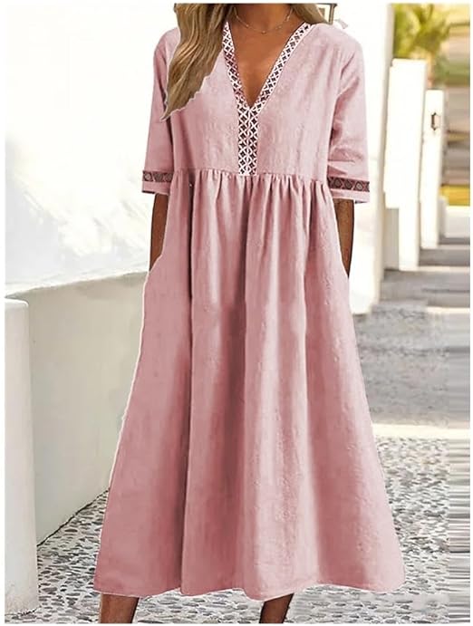 Baumwoll-Leinen Sommerkleid für Damen | Ideal für den Sommer