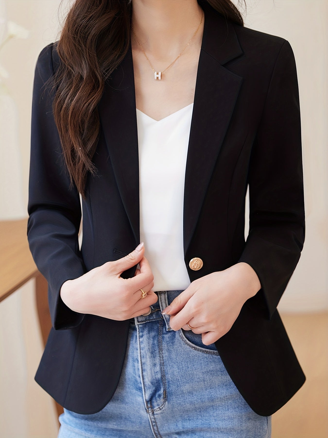 Chice Ein-Knopf Tweed Blazer Mit Tasche für Damen | Ideal für alle Jahreszeiten