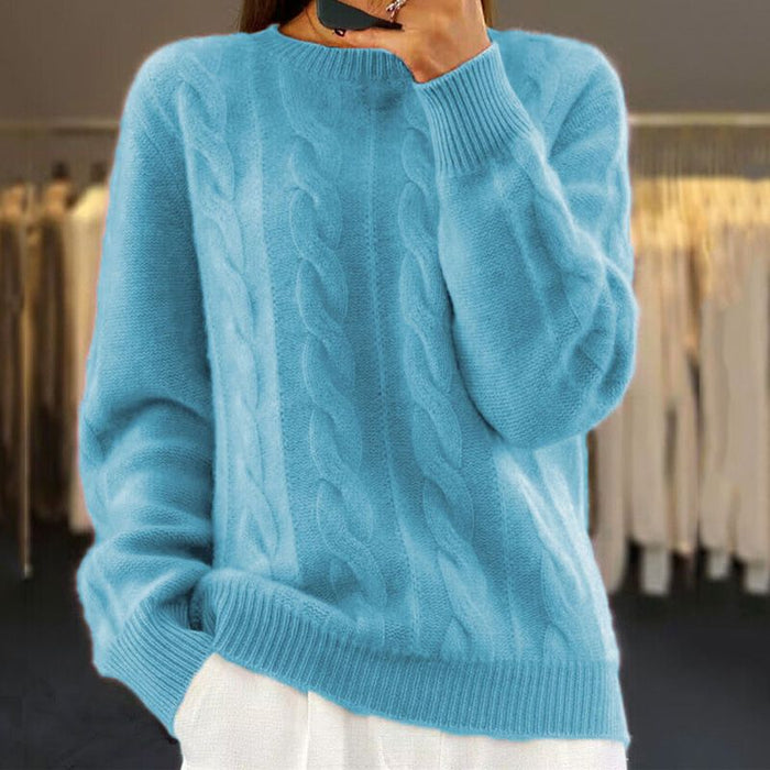 Eleganter Strickpullover Mit Zopfmuster für  Damen | Ideal für lässige Tage