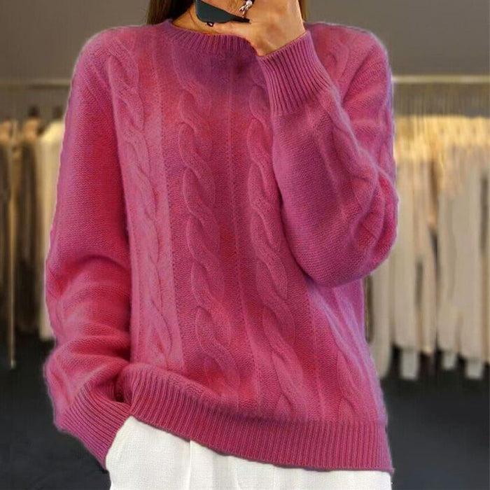 Eleganter Strickpullover Mit Zopfmuster für  Damen | Ideal für lässige Tage