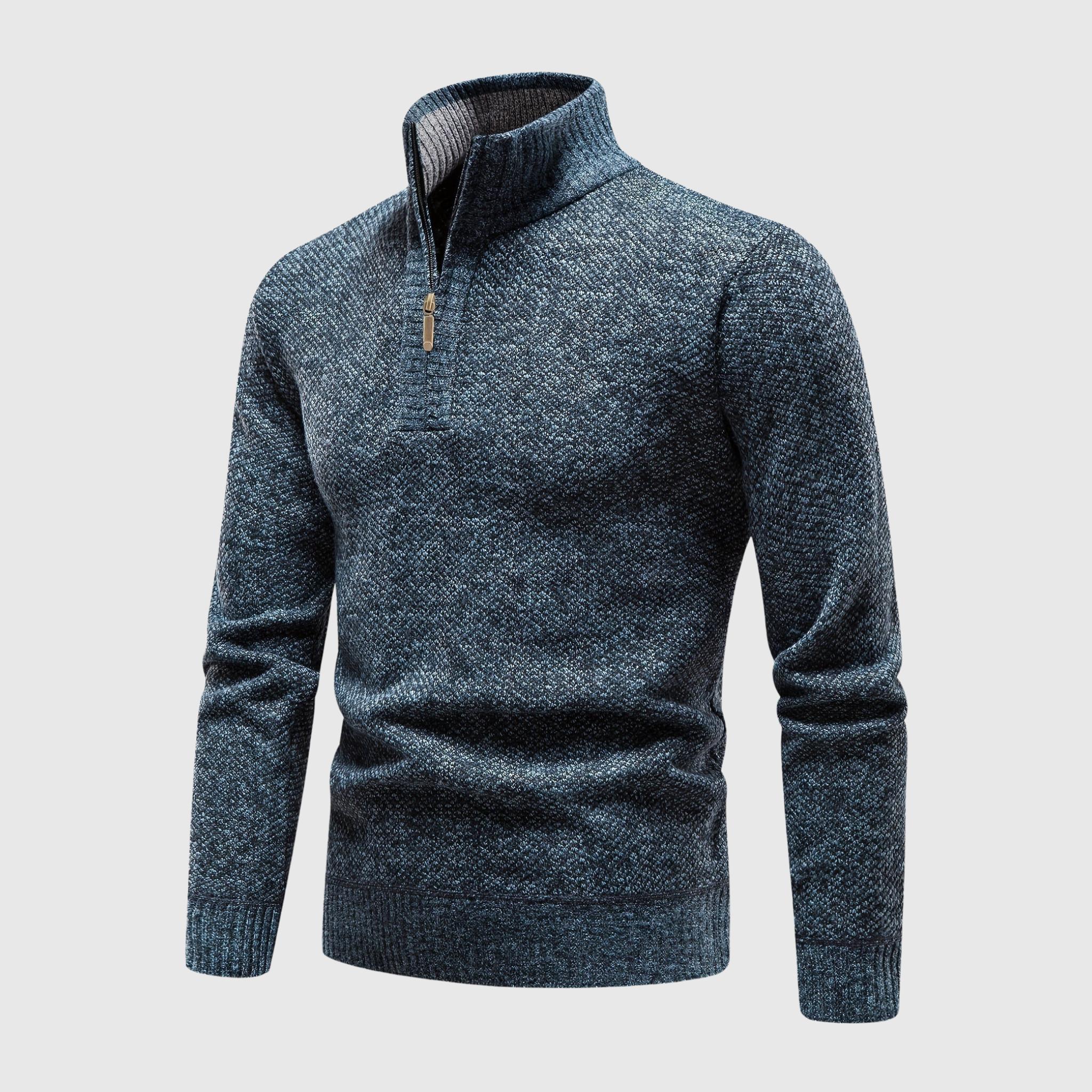 Lässiger Strick-Rollkragenpullover Mit Stehkragen Und Viertel-Reissverschluss für Herren | Ideal für alle Jahreszeiten