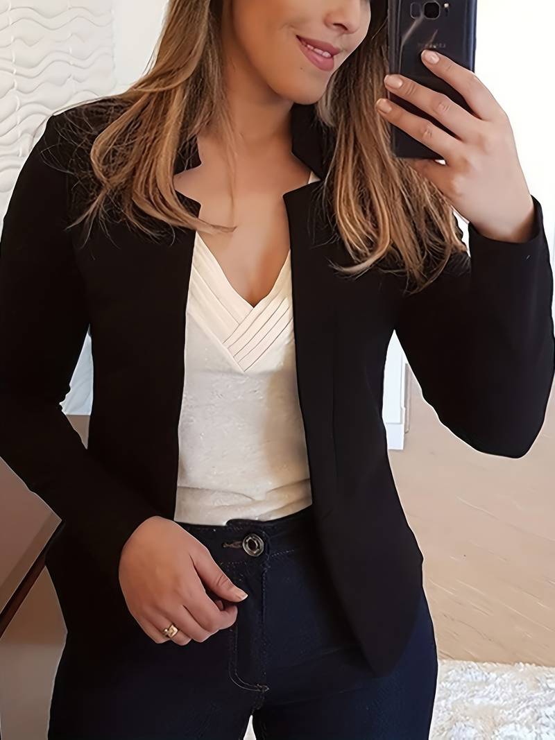 Lässiger Offener Blazer Mit Stehkragen Und Einfarbigem Design für Damen | Ideal für alle Jahreszeiten