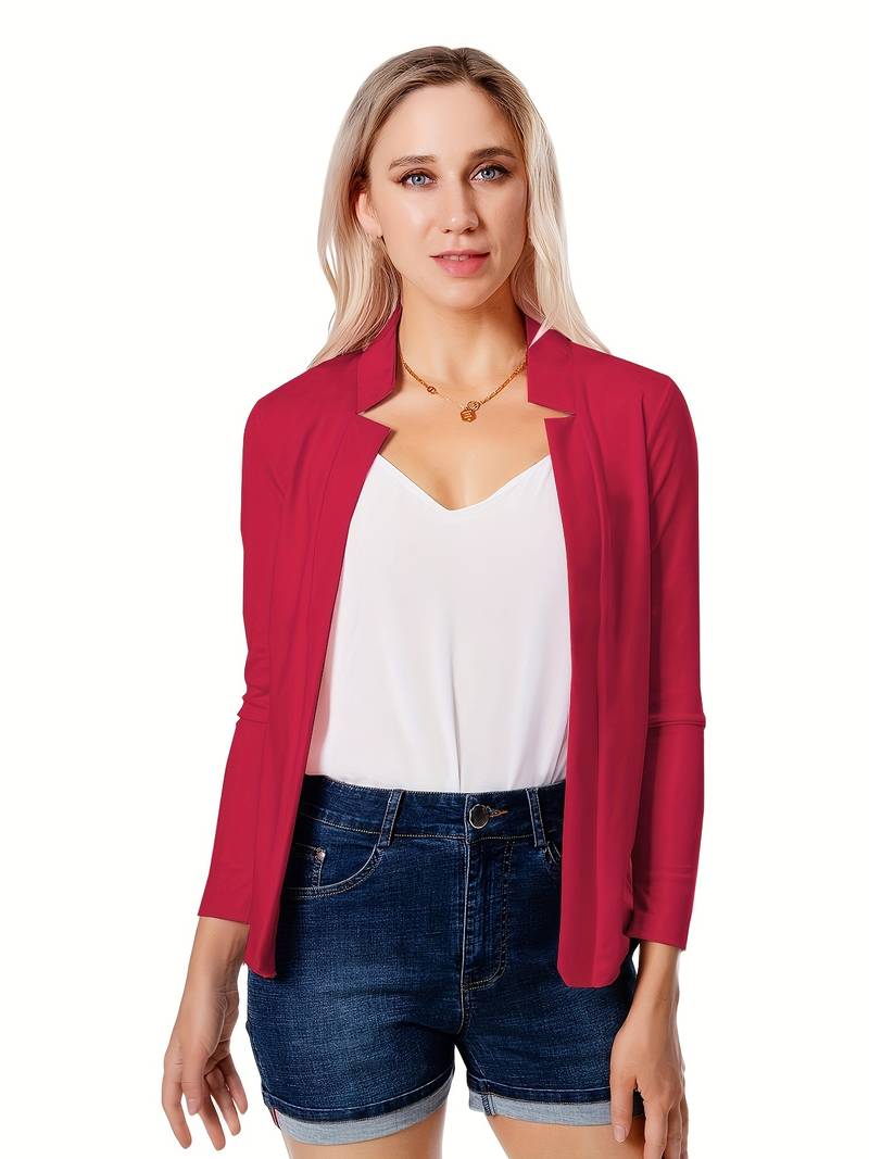 Lässiger Offener Blazer Mit Stehkragen Und Einfarbigem Design für Damen | Ideal für alle Jahreszeiten