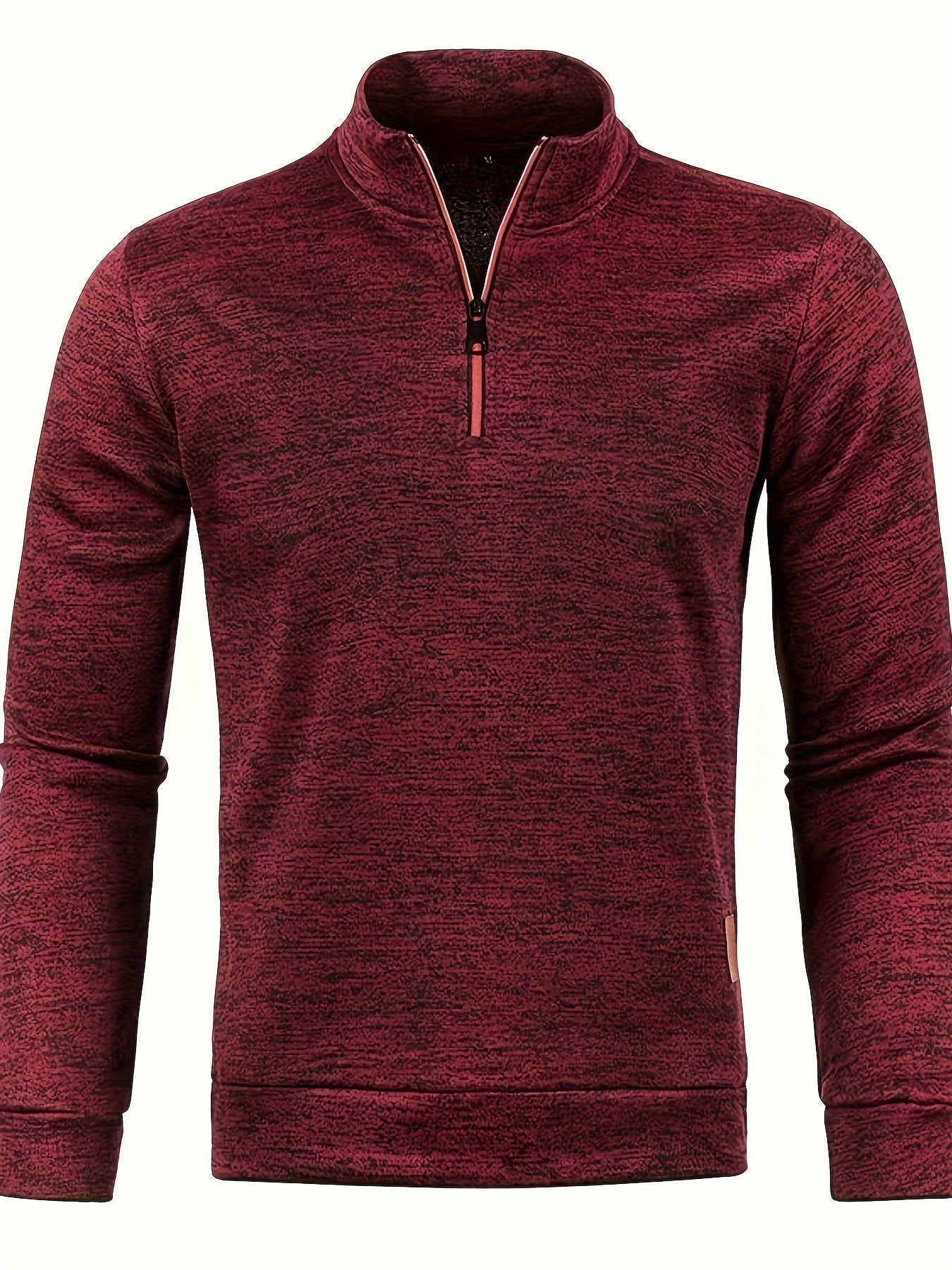 Lässiger Roter Hoher Kragen Pullover Mit Reissverschluss Und Patchwork für Herren | Ideal für alle Jahreszeiten