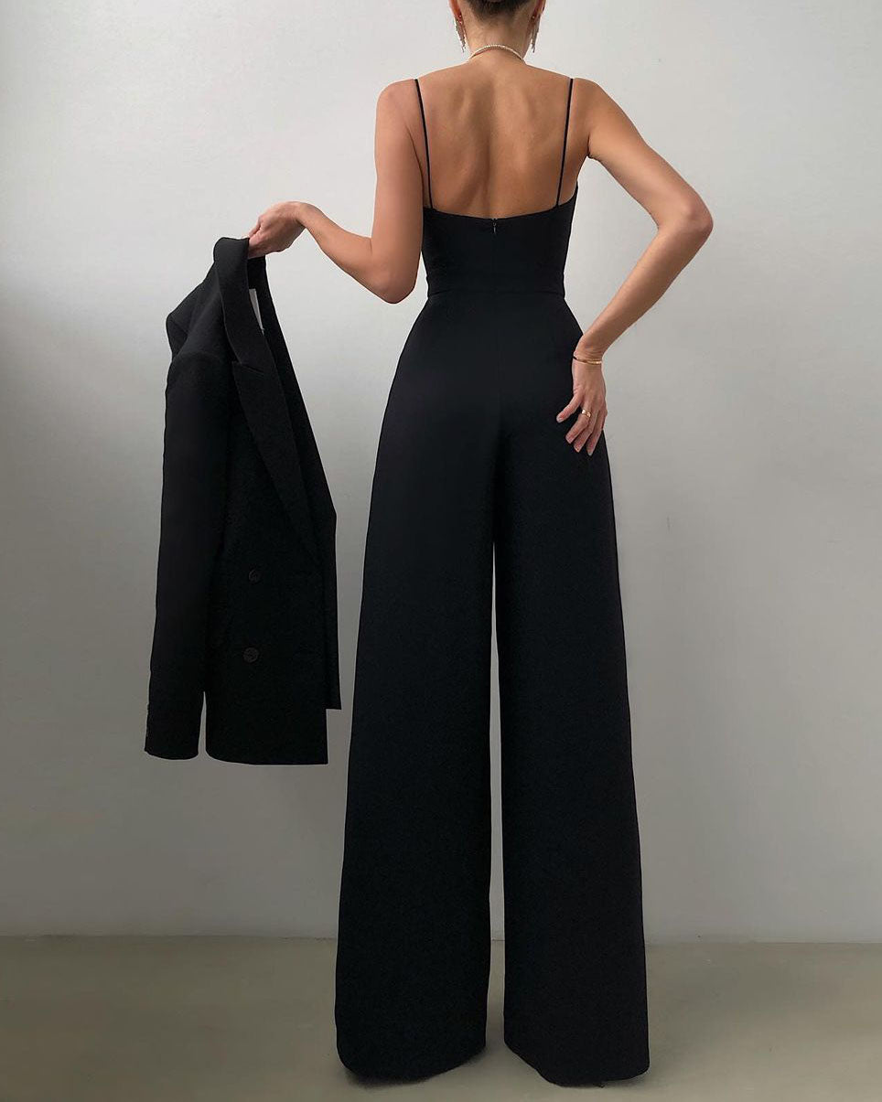 Elegant Spaghettiträger Weitbein Jumpsuit für Damen | Perfekt für legere Tage