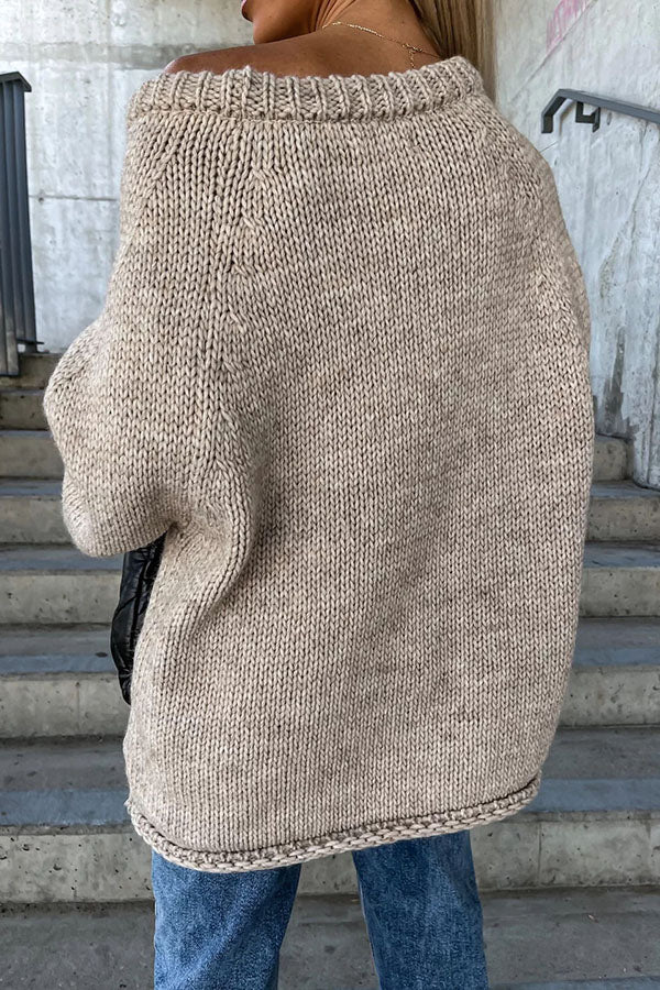 Oversize Strickpullover Mit Weitem Ausschnitt für Damen | Ideal für lässige Tage