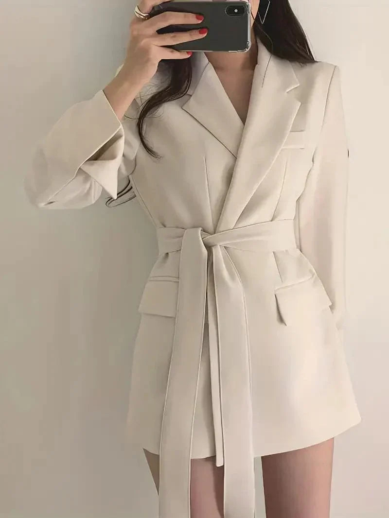 Lässiges Blazer-Kleid Mit Tasche Und Langem Gurt Für Damen | Ideal für alle Jahreszeiten