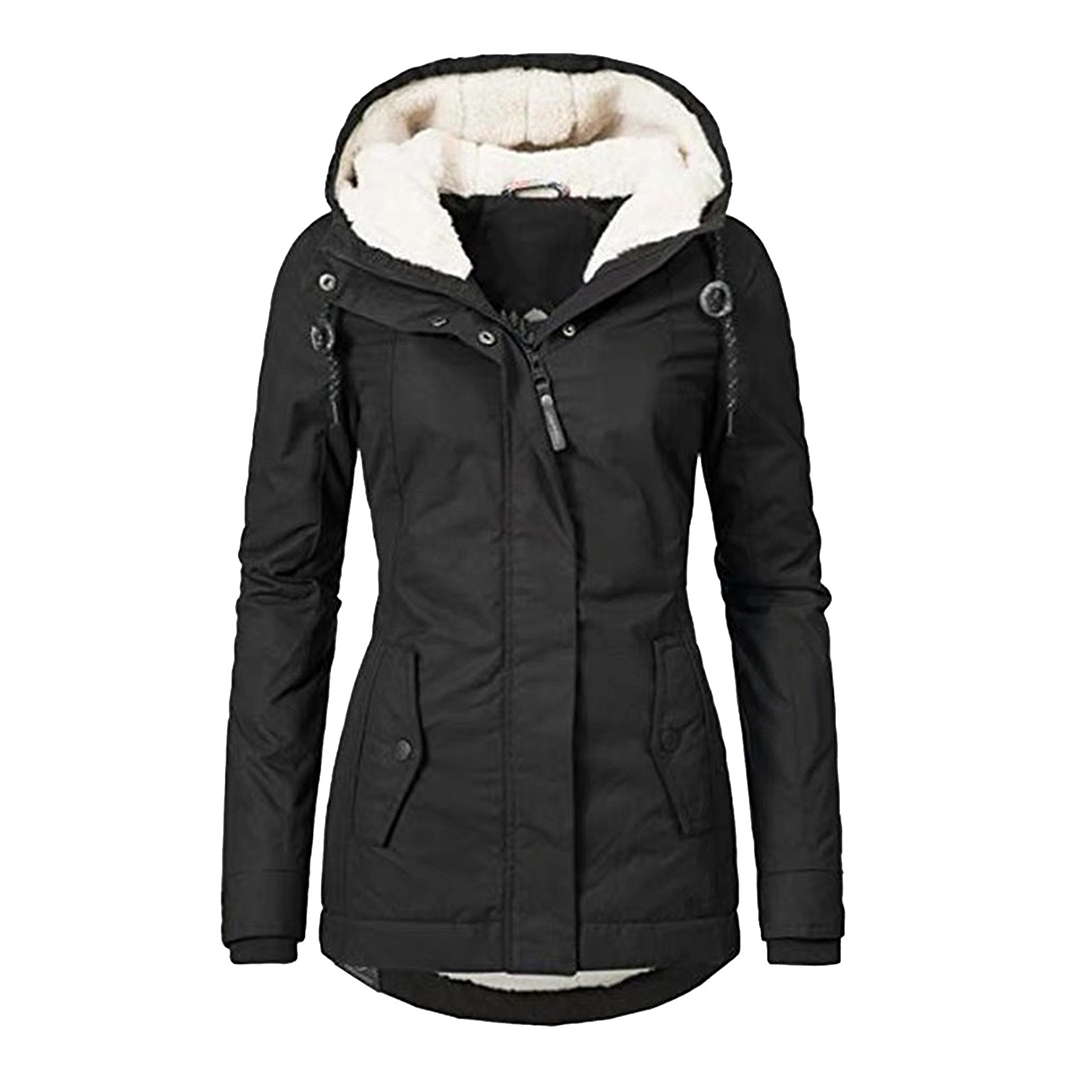 Stylischi Fleece-Gfütterti Regenjacke Mit Chappe Und Tasche für Damen | Ideal für alle Jahreszeiten