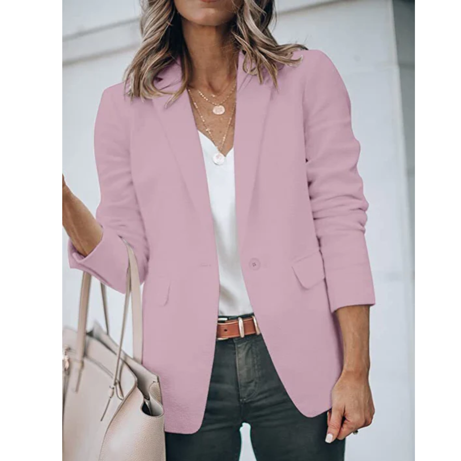 Klassisch Einfarbige Blazer Mit Tasche für Damen | Ideal für Sommer