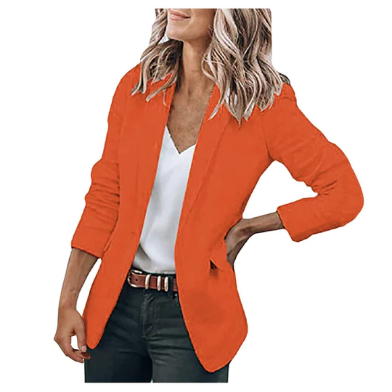 Klassisch Einfarbige Blazer Mit Tasche für Damen | Ideal für Sommer