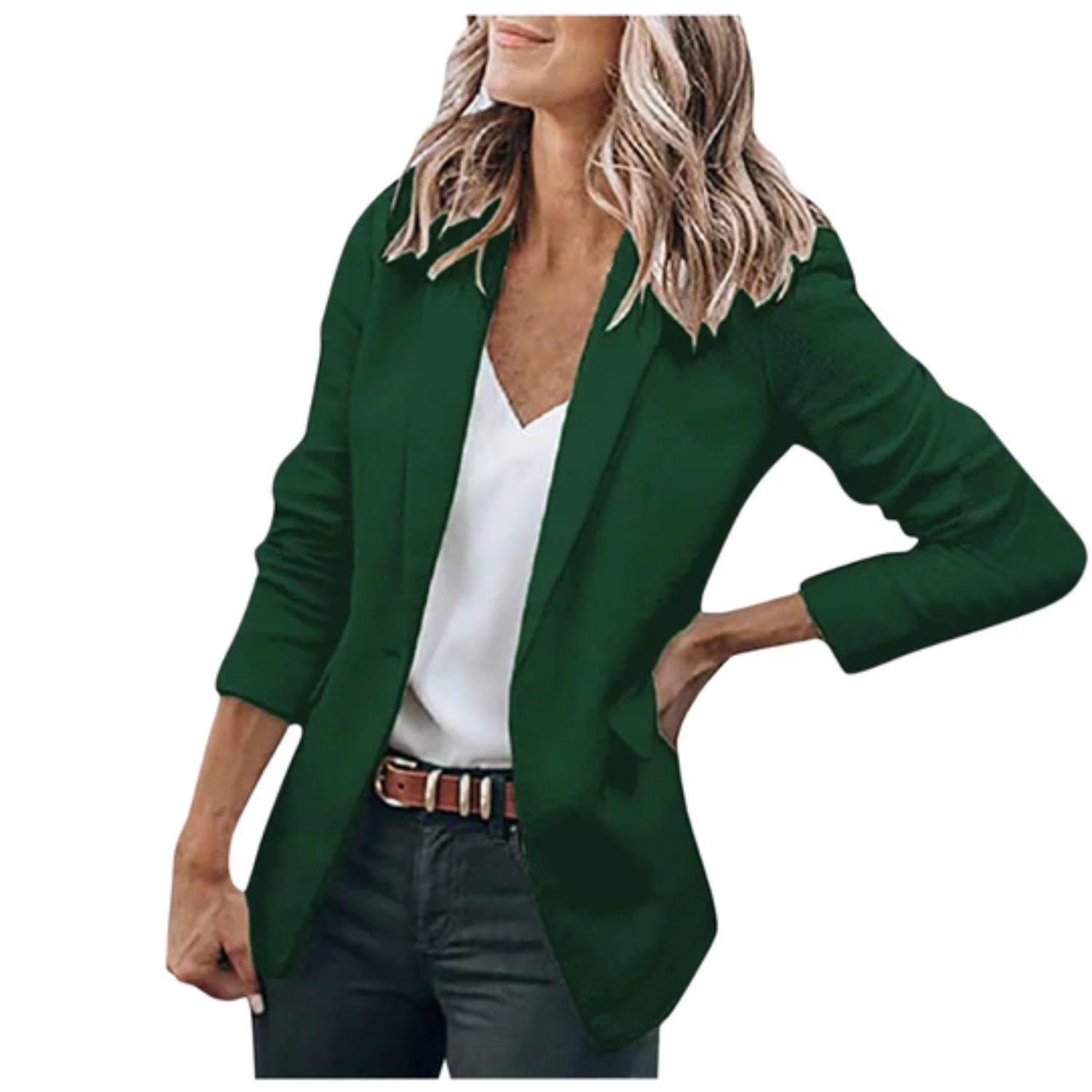 Klassisch Einfarbige Blazer Mit Tasche für Damen | Ideal für Sommer